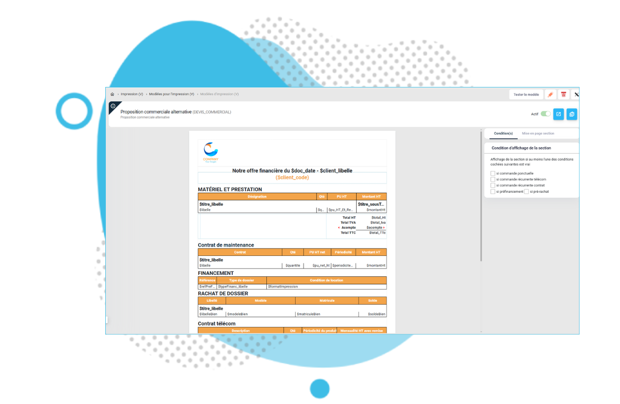 Personnaliser vos documents dans l'ERP-CRM artis